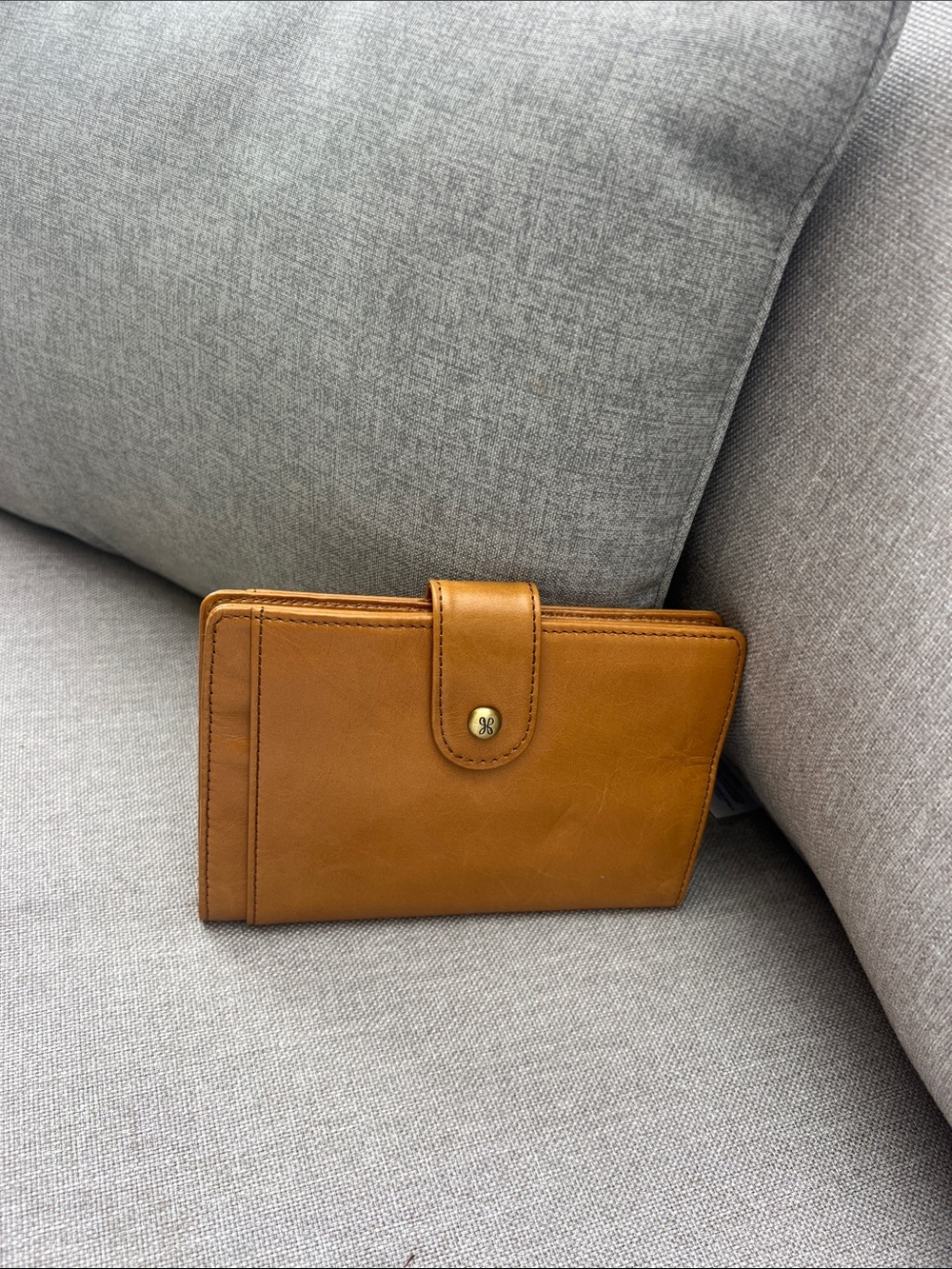 HOBO Cognac Leather Snap Wallet